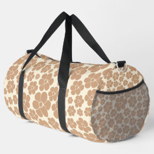 Flower Pattern in Tan and Cream Duffle Bag