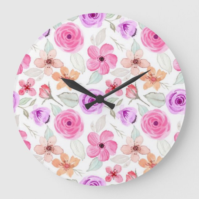 Flower pattern large clock (Front)