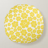 Flower Pattern - Lemon Yellow and White