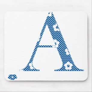 Flower Pattern Letter A(blue) Mouse Pad