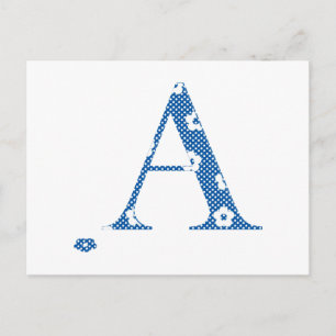 Flower Pattern Letter A(blue) Postcard