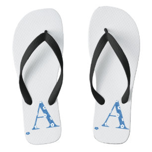 Flower Pattern Letter A(blue) Thongs