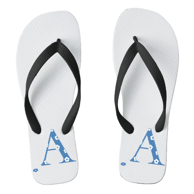 Flower Pattern Letter A(blue) Thongs (Footbed)