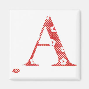 Flower Pattern Letter A (red) Magnet