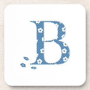 Flower Pattern Letter B (blue) Coaster