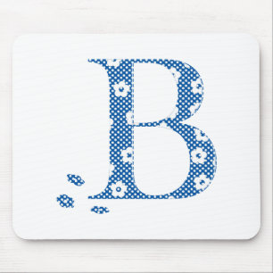Flower Pattern Letter B(blue) Mouse Pad
