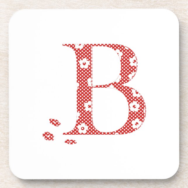 Flower Pattern Letter B (red) Coaster (Front)