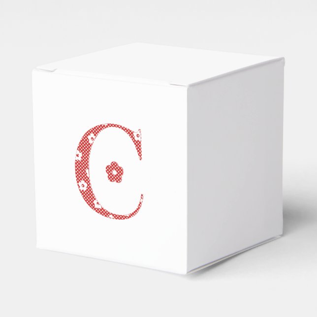 Flower Pattern Letter C(red) Favour Box (Front Side)