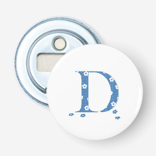 Flower Pattern Letter D(blue) Bottle Opener