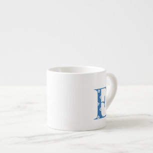 Flower Pattern Letter E(blue) Espresso Cup
