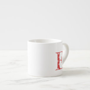 Flower Pattern Letter E(red) Espresso Cup