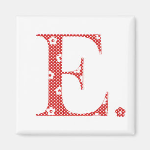 Flower Pattern Letter E(red) Magnet