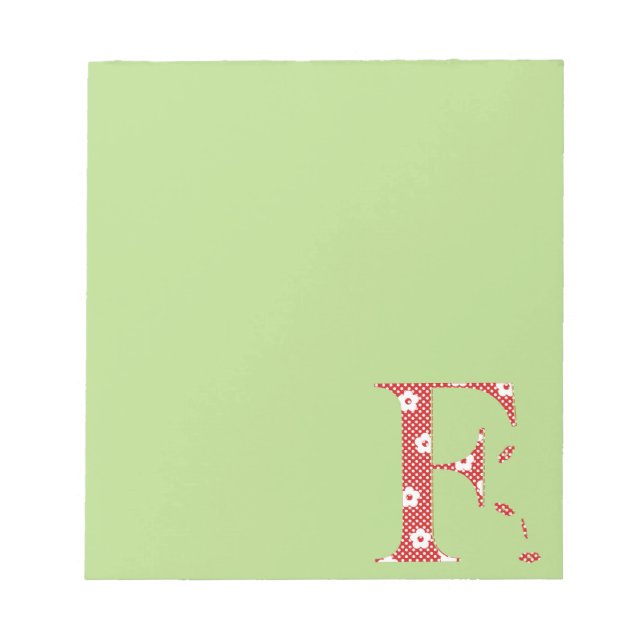 Flower Pattern Letter F(red) Notepad (Front)