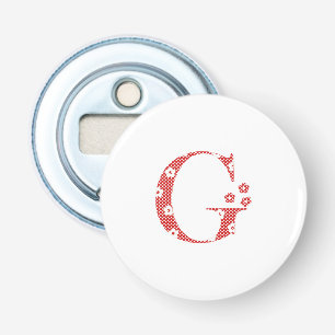 Flower Pattern Letter G(red) Bottle Opener