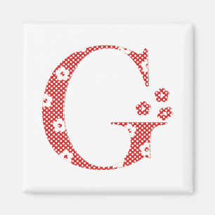 Flower Pattern Letter G(red) Magnet