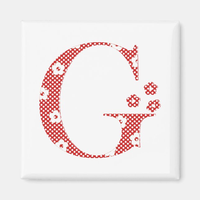 Flower Pattern Letter G(red) Magnet (Front)