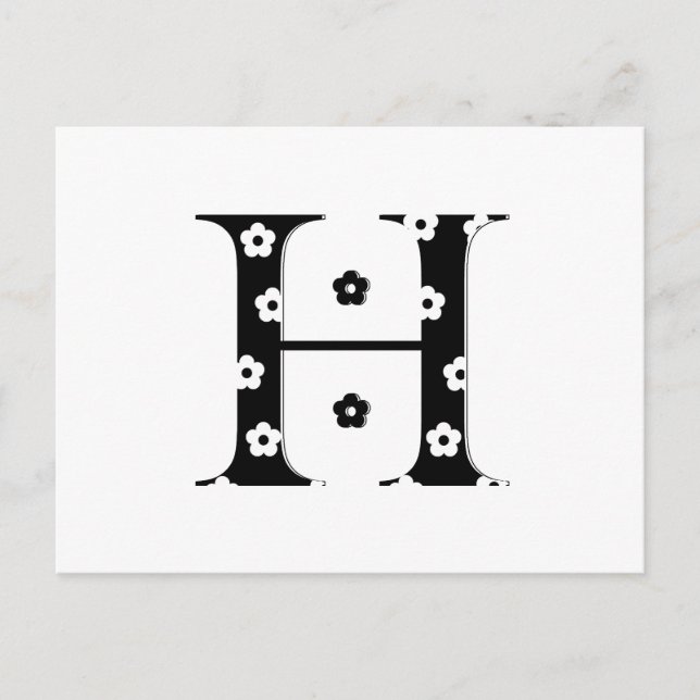 Flower Pattern Letter H Postcard (Front)