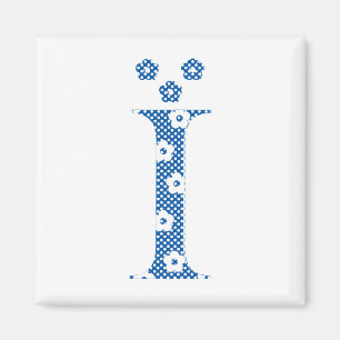Flower Pattern Letter I (blue) Magnet