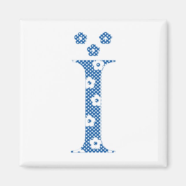 Flower Pattern Letter I (blue) Magnet (Front)