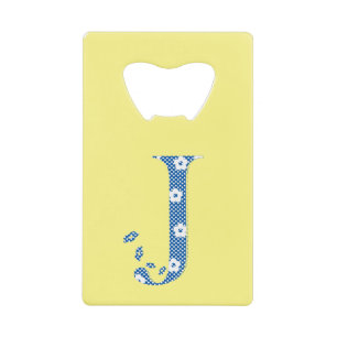 Flower Pattern Letter J (blue)