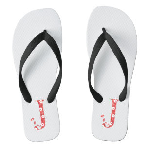 Flower Pattern Letter J (red) Thongs