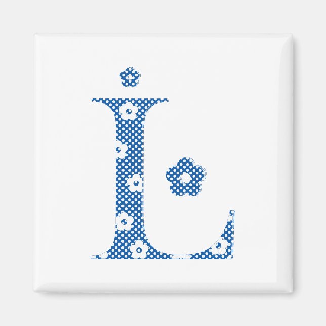 Flower Pattern Letter L(blue) Magnet (Front)