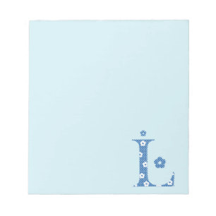 Flower Pattern Letter L(blue) Notepad