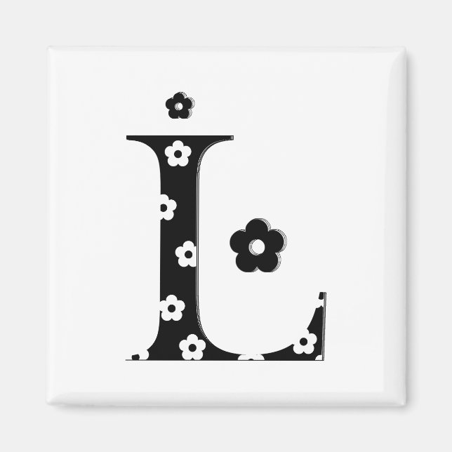Flower Pattern Letter L Magnet (Front)