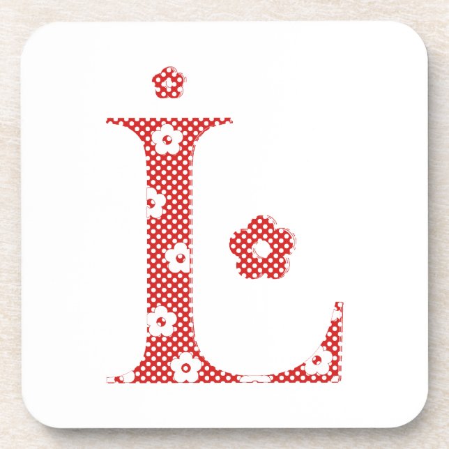 Flower Pattern Letter L(red) Coaster (Front)