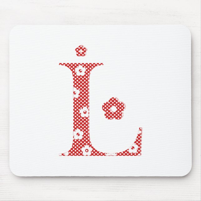 Flower Pattern Letter L(red) Mouse Pad (Front)