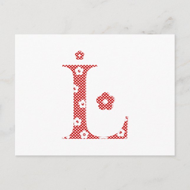 Flower Pattern Letter L(red) Postcard (Front)