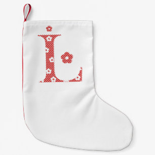 Flower Pattern Letter L(red) Small Christmas Stocking