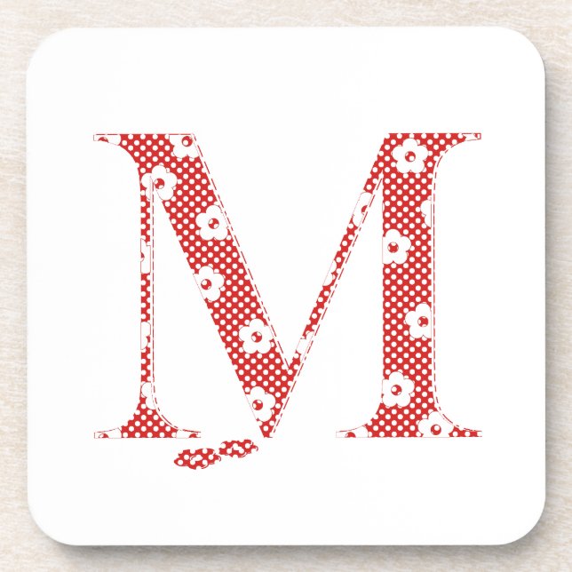 Flower Pattern Letter M(red) Coaster (Front)