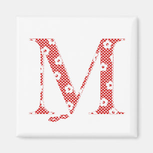 Flower Pattern Letter M(red) Magnet