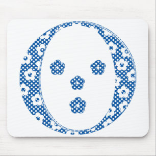 Flower Pattern Letter O(blue) Mouse Pad