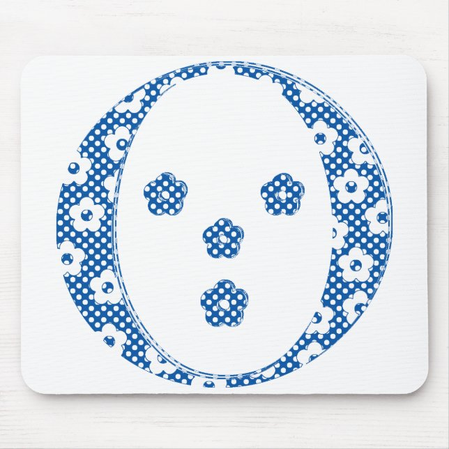 Flower Pattern Letter O(blue) Mouse Pad (Front)