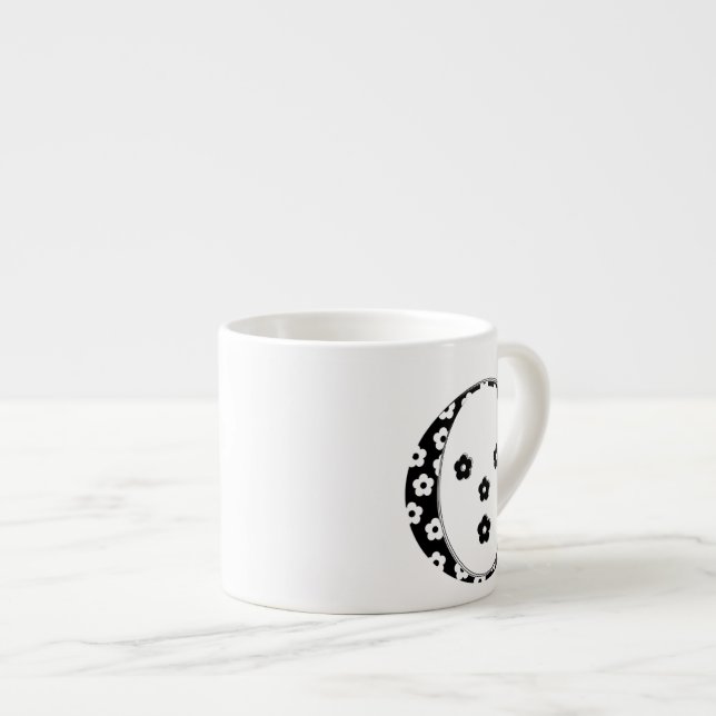 Flower Pattern Letter O Espresso Cup (Front Right)
