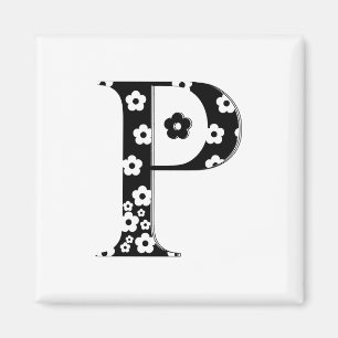 Flower Pattern Letter P Magnet