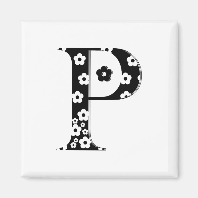 Flower Pattern Letter P Magnet (Front)