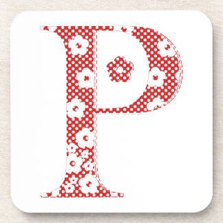 Flower Pattern Letter P(red) Coaster