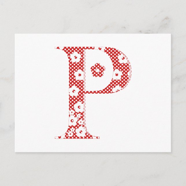 Flower Pattern Letter P(red) Postcard (Front)