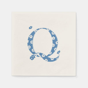 Flower Pattern Letter Q(blue) Napkin
