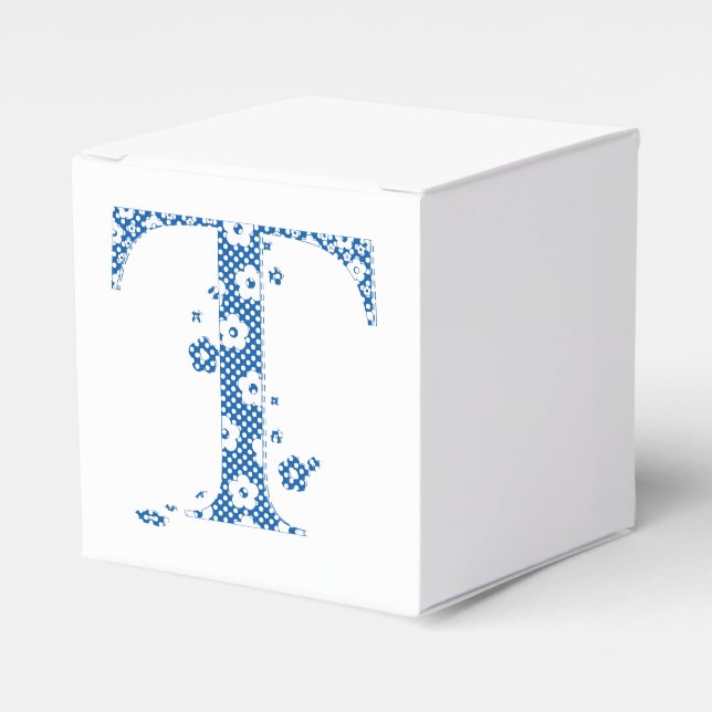 Flower Pattern Letter T(blue) Favour Box (Front Side)