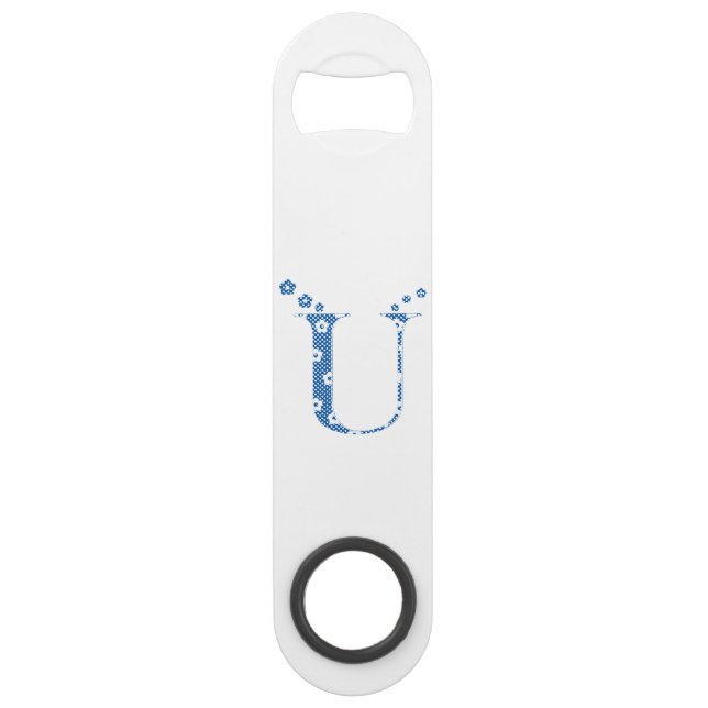 Flower Pattern Letter U(blue) (Front)