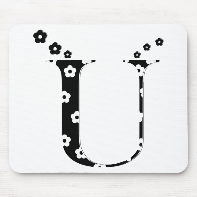 Flower Pattern Letter U Mouse Pad (Front)