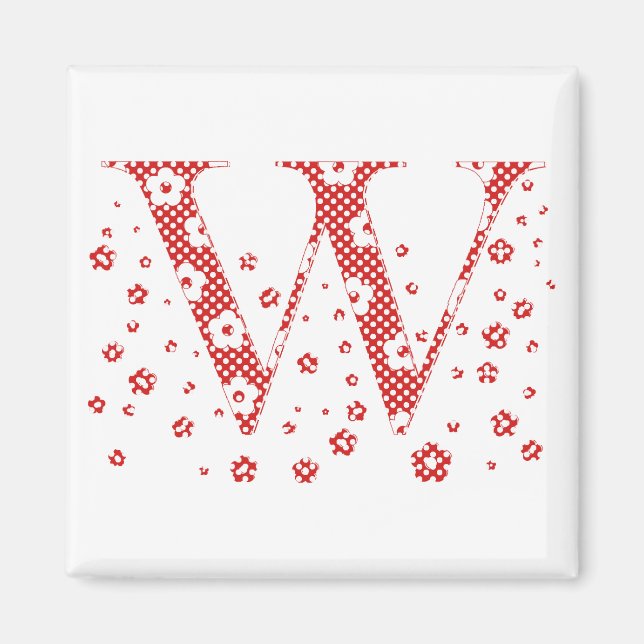 Flower Pattern Letter W(red) Magnet (Front)