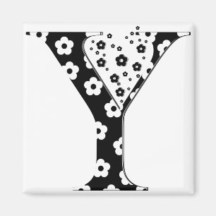 Flower Pattern Letter Y Magnet