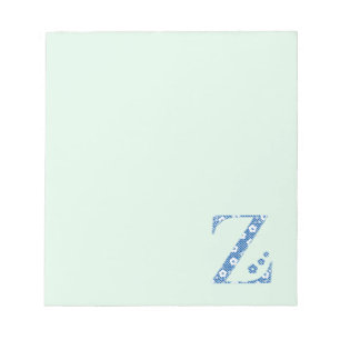 Flower Pattern Letter Z (blue) Notepad