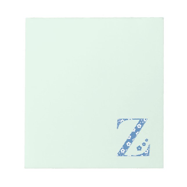 Flower Pattern Letter Z (blue) Notepad (Front)
