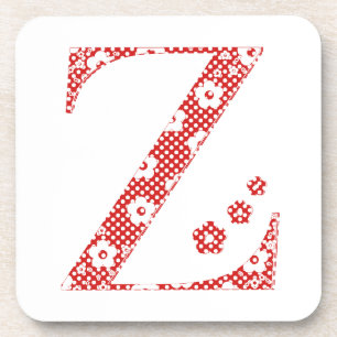 Flower Pattern Letter Z (red) Coaster